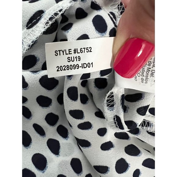 J Crew Factory Women’s XS Blouse Career Black White Spotted Button Up Su19 New - Picture 8 of 9